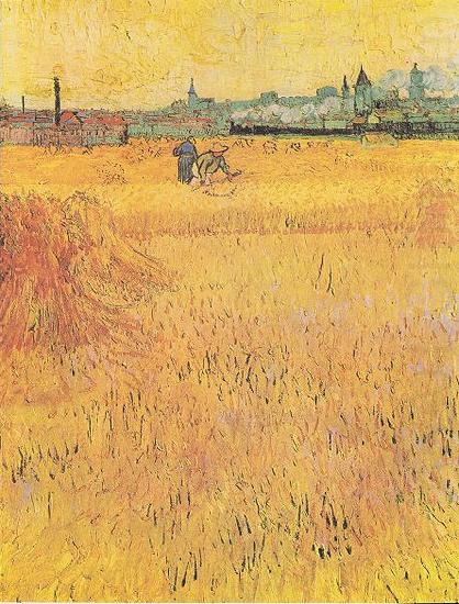 Wheat field with View of Arles, Vincent Van Gogh